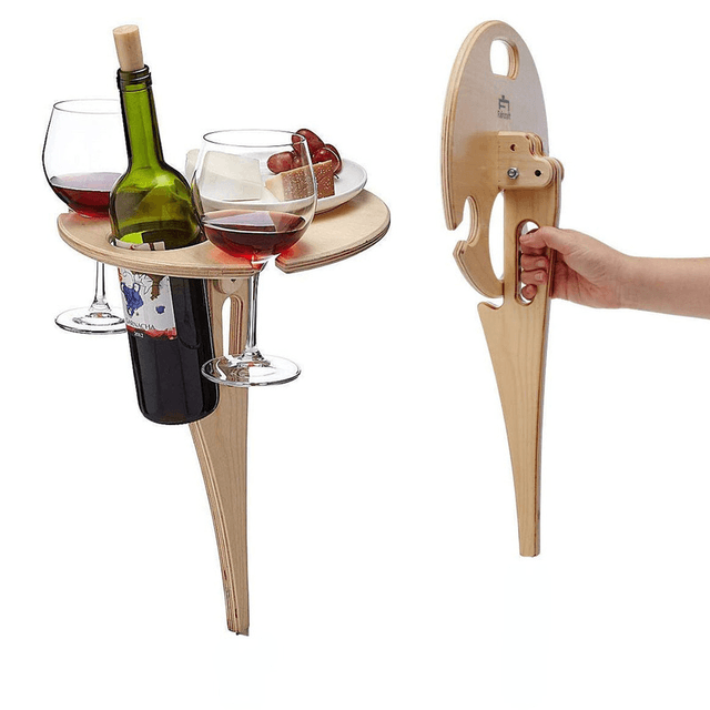 Foldable Wooden Wine Holder | Picnic Wine Table