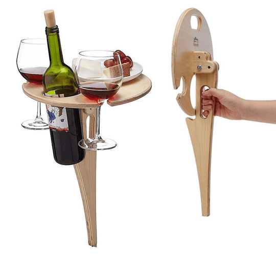 Foldable Wooden Wine Holder | Picnic Wine Table