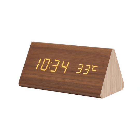 Sveglia digitale in legno – Display LED e controllo vocale