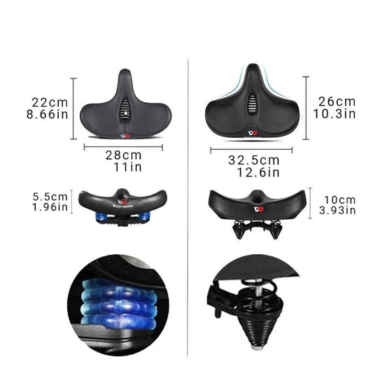 Wide Bicycle Saddle – Shock-Absorbing Ergonomic Design