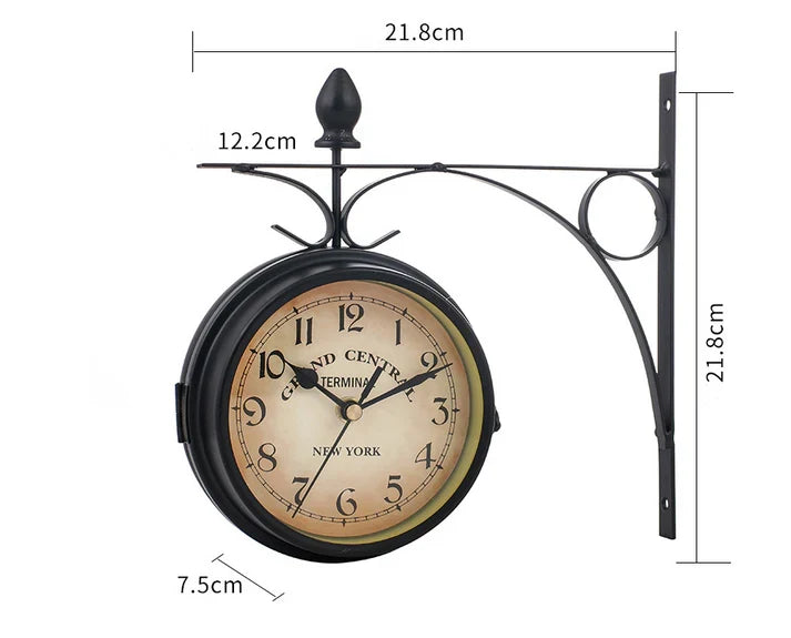 Double-Sided Vintage-Design Wall Clock
