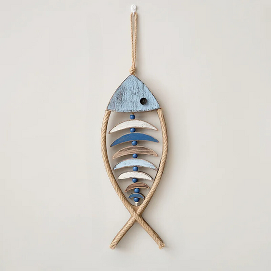 Decorazione a forma di pesce in legno – Accessorio rustico marittimo per la casa