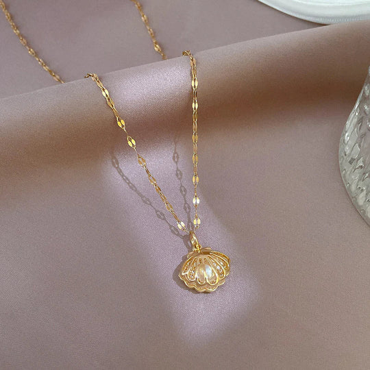 Pearl Pendant | Shell &amp; Pearl Necklace – Timeless Coastal Style