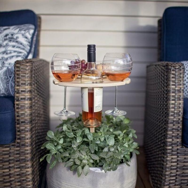 Foldable Wooden Wine Holder | Picnic Wine Table