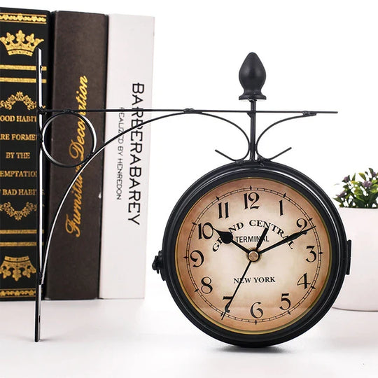 Double-Sided Vintage-Design Wall Clock