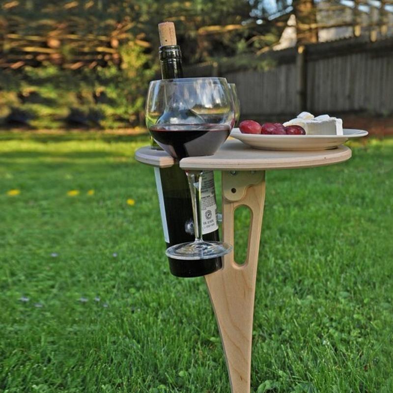Foldable Wooden Wine Holder | Picnic Wine Table