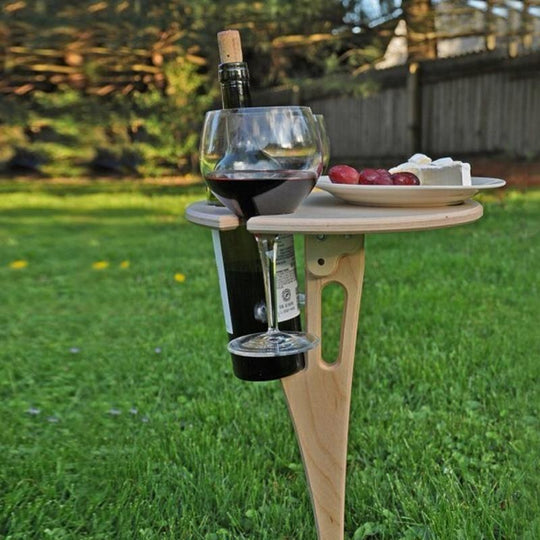 Foldable Wooden Wine Holder | Picnic Wine Table