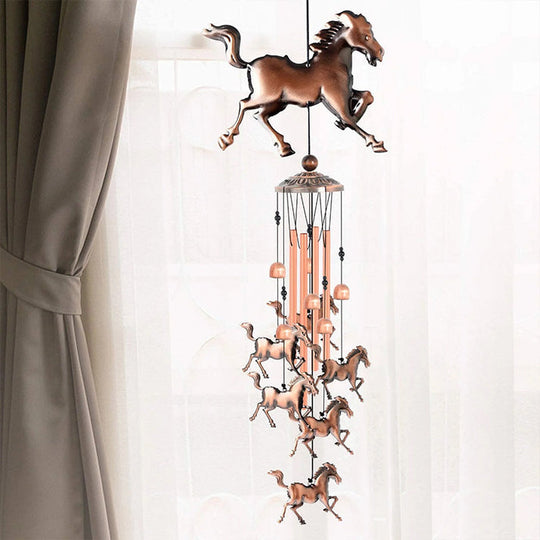 Bronze Retro Wind Chime with Horse Motif