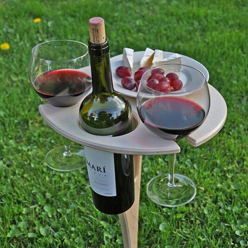 Foldable Wooden Wine Holder | Picnic Wine Table
