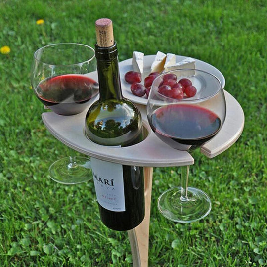 Foldable Wooden Wine Holder | Picnic Wine Table