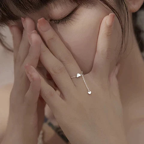 Adjustable Heart Ring with Tassel – Romantic &amp; Playful