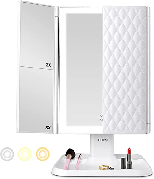 Tripod LED-Lit Makeup Mirror | Adjustable Cosmetic Tabletop Mirror