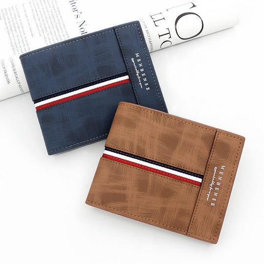 Portafoglio bifold da uomo con cuciture a doppio filo