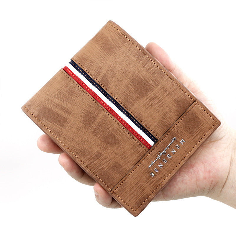 Portafoglio bifold da uomo con cuciture a doppio filo