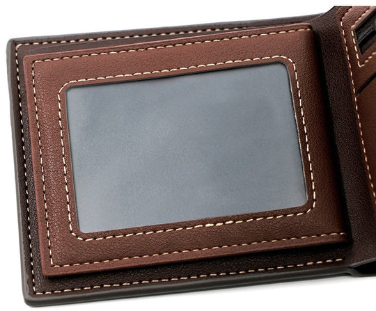 Portafoglio bifold da uomo con cuciture a doppio filo