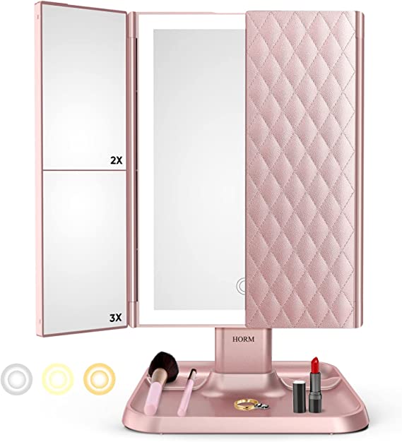 Tripod LED-Lit Makeup Mirror | Adjustable Cosmetic Tabletop Mirror