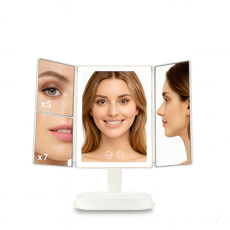 Tripod LED-Lit Makeup Mirror | Adjustable Cosmetic Tabletop Mirror