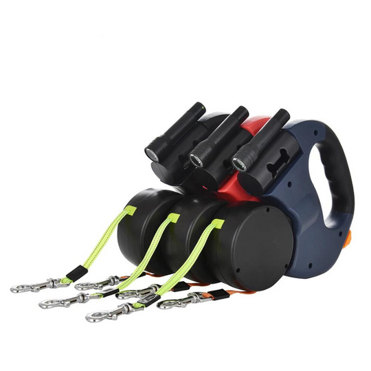 Double Retractable Dog Leash | Integrated LED Night Light
