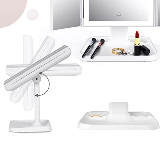 Tripod LED-Lit Makeup Mirror | Adjustable Cosmetic Tabletop Mirror