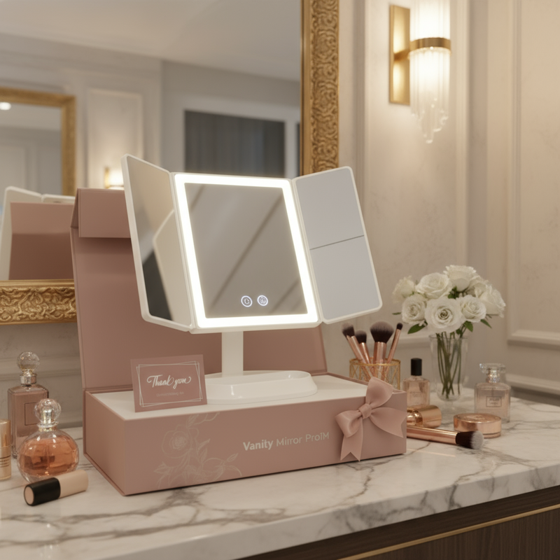 Tripod LED-Lit Makeup Mirror | Adjustable Cosmetic Tabletop Mirror