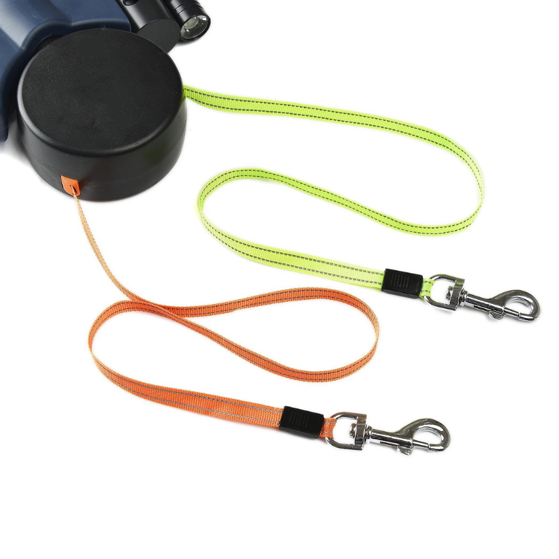 Double Retractable Dog Leash | Integrated LED Night Light