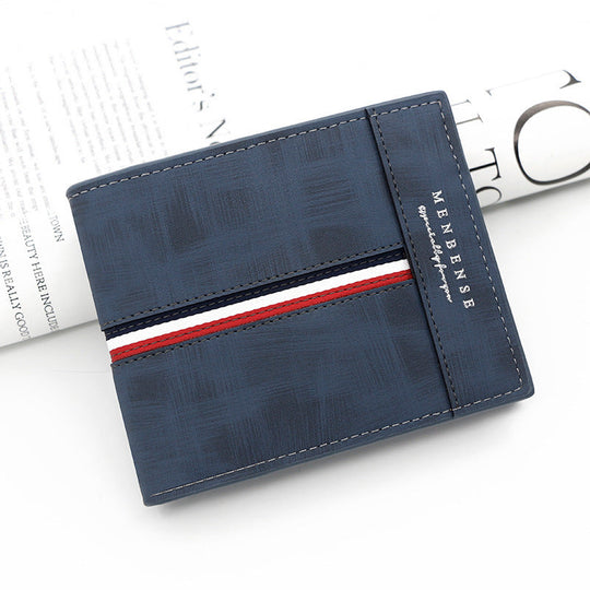Portafoglio bifold da uomo con cuciture a doppio filo