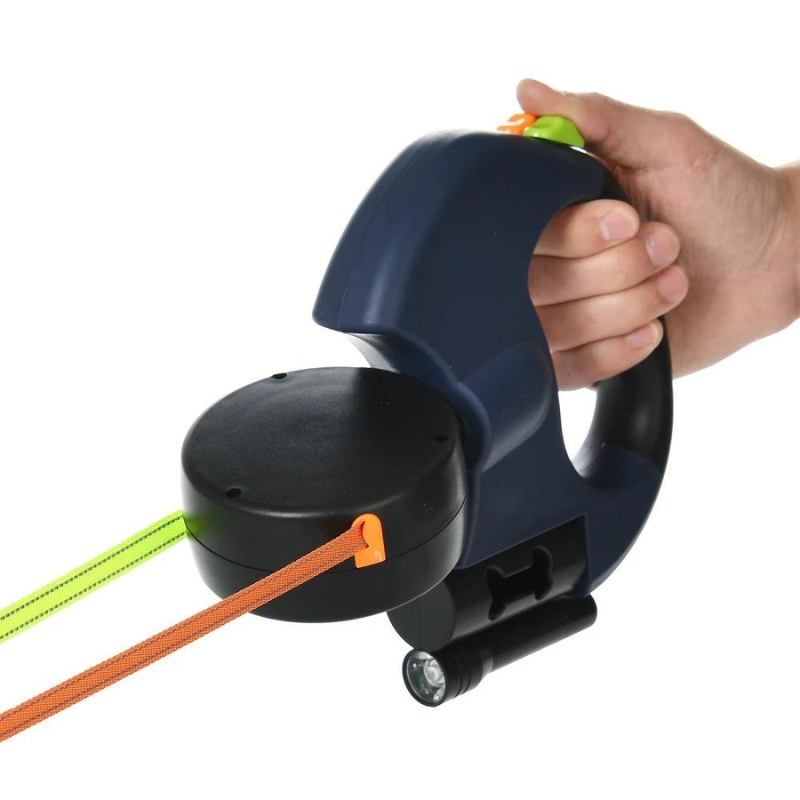 Double Retractable Dog Leash | Integrated LED Night Light