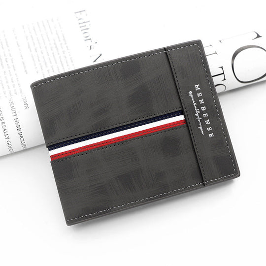 Portafoglio bifold da uomo con cuciture a doppio filo
