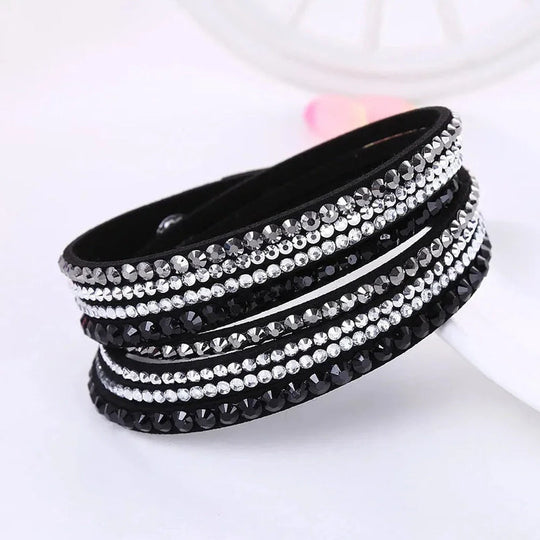 Black Wrap Bracelet for Women | Multilayer Crystal Bead Jewelry