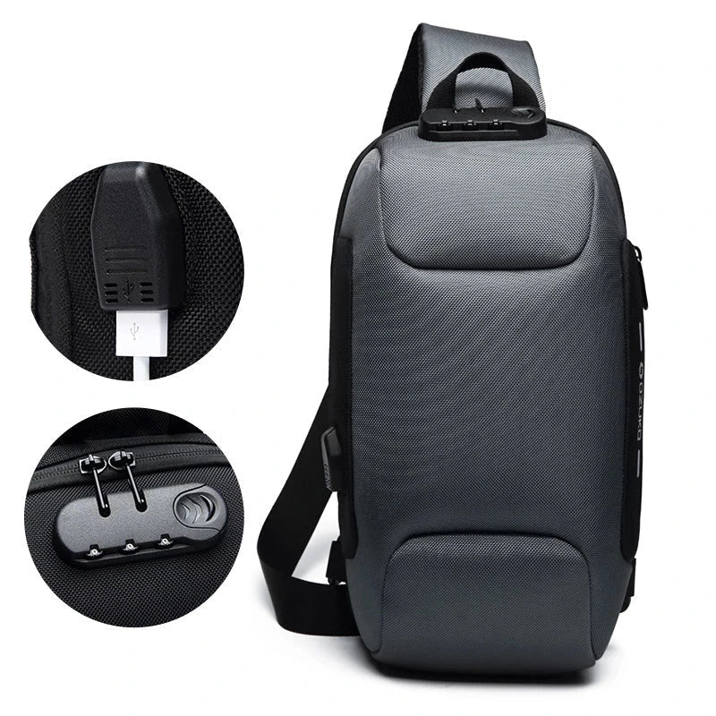 Anti-Theft Crossbody Bag | USB Charging Port Safety Sling Backpack