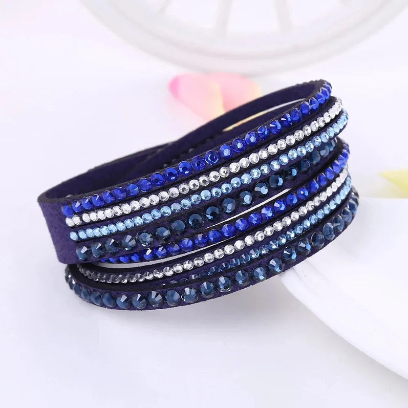 Black Wrap Bracelet for Women | Multilayer Crystal Bead Jewelry