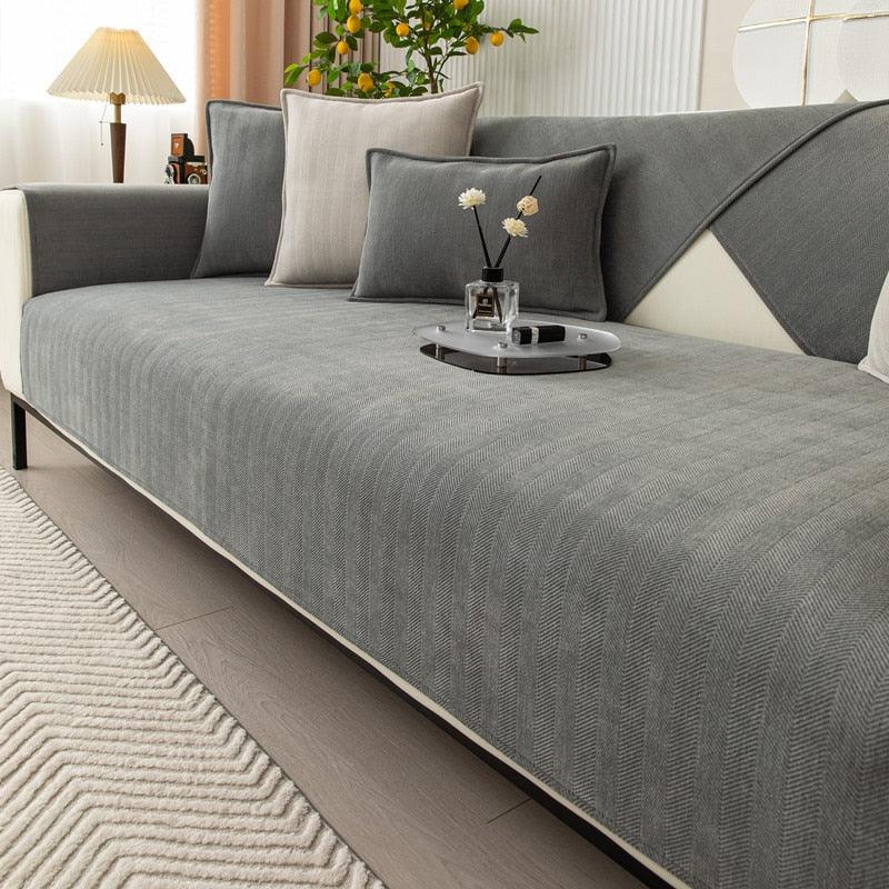 Non-Slip Sofa Cover | Fleece Couch Cover with Anti-Slip Bottom