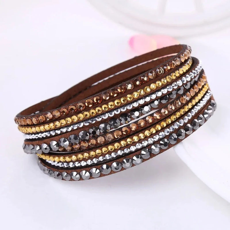 Black Wrap Bracelet for Women | Multilayer Crystal Bead Jewelry