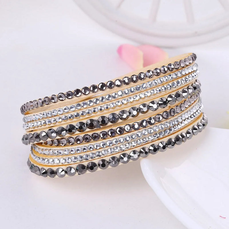 Black Wrap Bracelet for Women | Multilayer Crystal Bead Jewelry