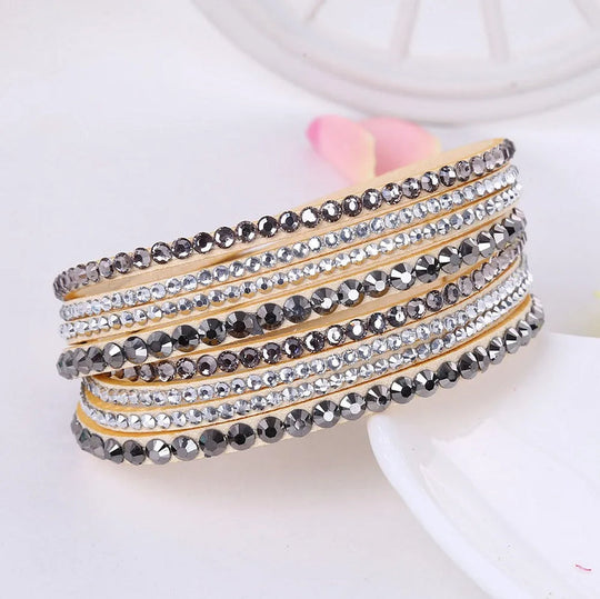 Black Wrap Bracelet for Women | Multilayer Crystal Bead Jewelry