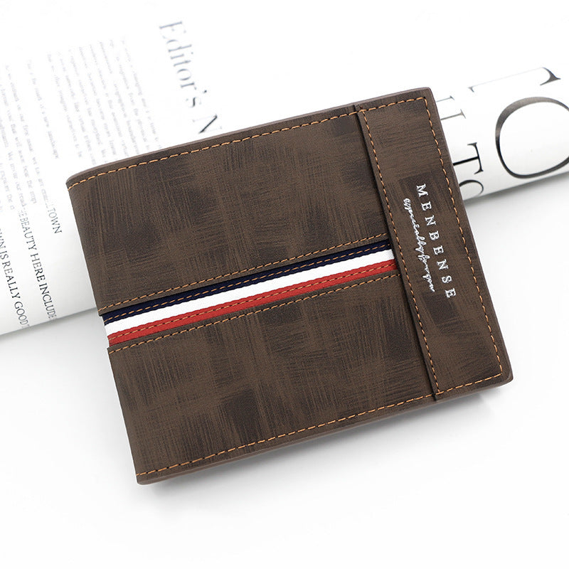 Portafoglio bifold da uomo con cuciture a doppio filo