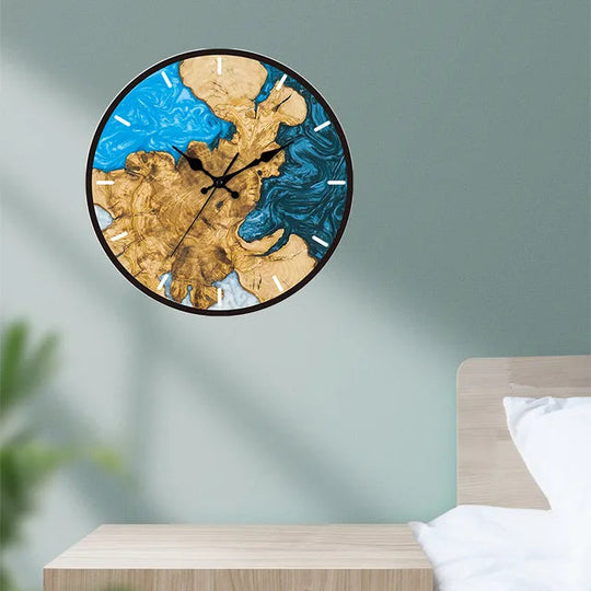 Rustic Wood-Look Wall Clock | Acrylic Decorative Roman Numeral Timepiece