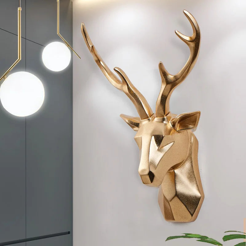 3D Deer Head Wall Decor | Resin Animal Sculpture Art Accent