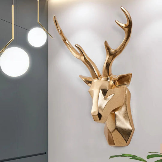 3D Deer Head Wall Decor | Resin Animal Sculpture Art Accent