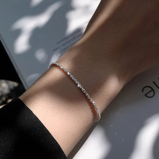 Sparkling Silver-Tone Link Bracelet | Modern Minimalist Chain Jewelry Gift