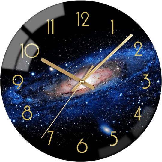 Orologio da parete in vetro con galassia | Orologio moderno per la decorazione della casa