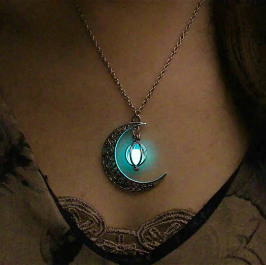 Glowing Moonstone Pendant Necklace | Luminous Crescent Moon Jewelry