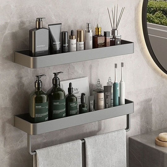 Modern Gray Bathroom Shelf | Wall-Mounted Shower Storage Organizer