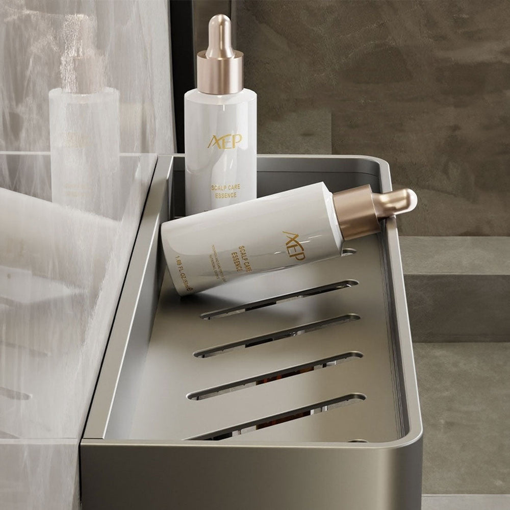 Modern Gray Bathroom Shelf | Wall-Mounted Shower Storage Organizer