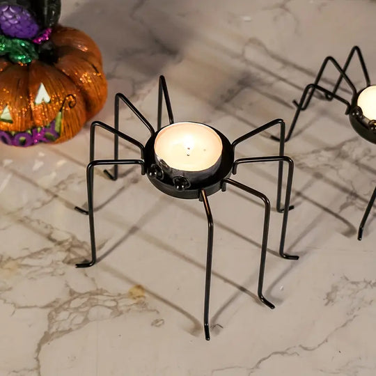Set of 2 Metal Spinning Candle Holders | Halloween &amp; Holiday Table Decorations
