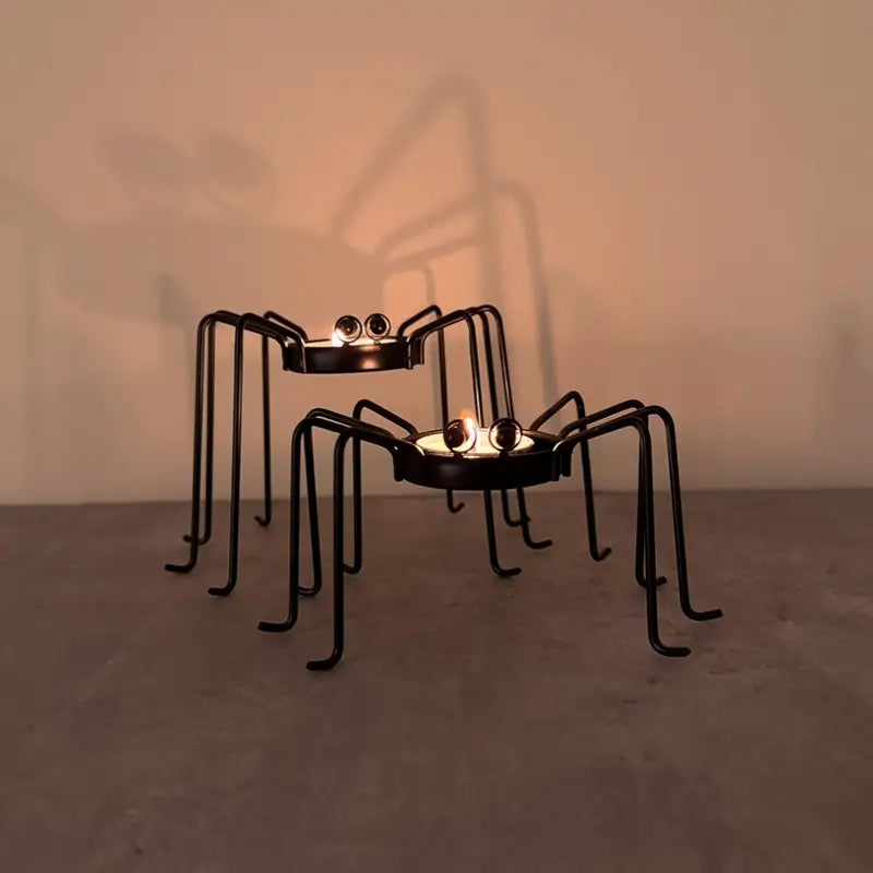 Set of 2 Metal Spinning Candle Holders | Halloween &amp; Holiday Table Decorations
