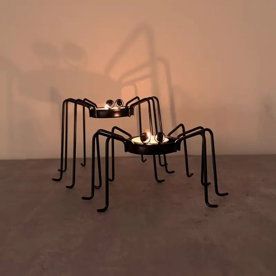 Set of 2 Metal Spinning Candle Holders | Halloween &amp; Holiday Table Decorations