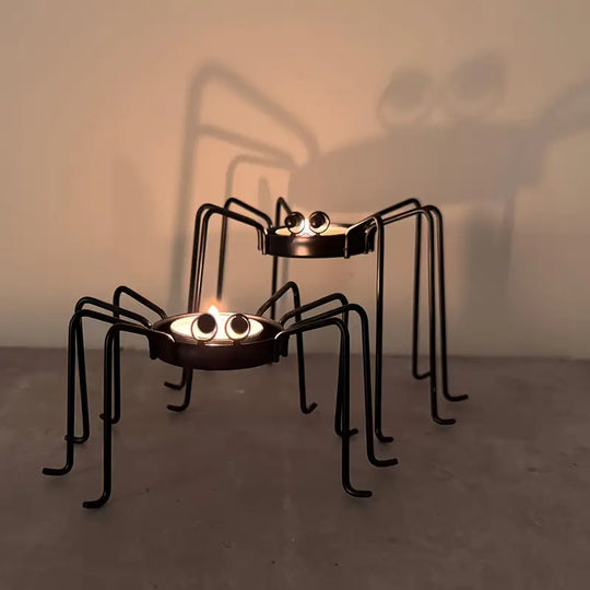Set of 2 Metal Spinning Candle Holders | Halloween &amp; Holiday Table Decorations