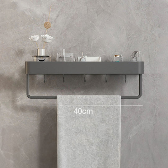 Modern Gray Bathroom Shelf | Wall-Mounted Shower Storage Organizer