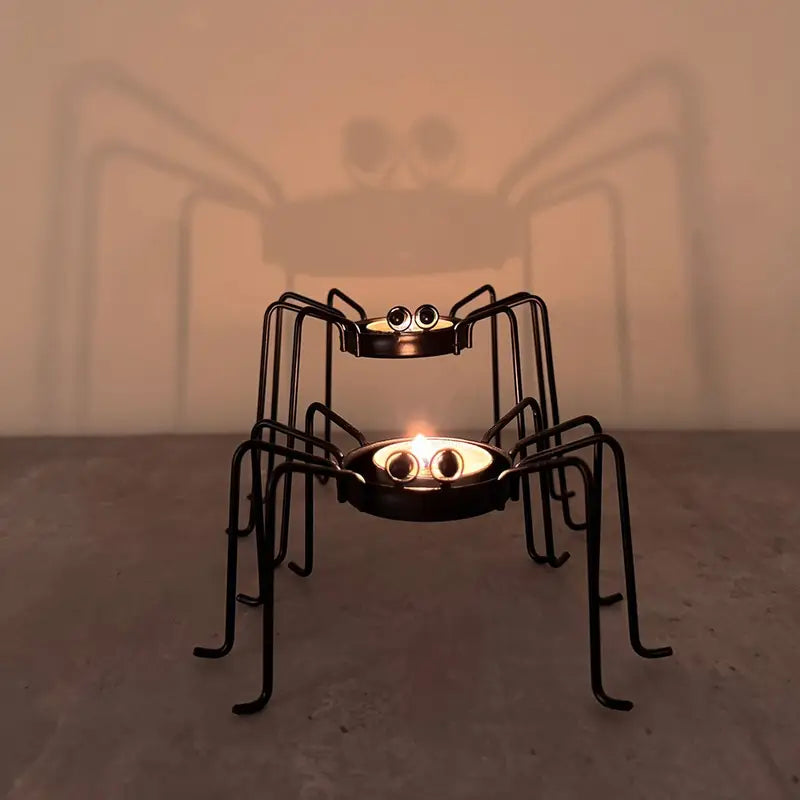 Set of 2 Metal Spinning Candle Holders | Halloween &amp; Holiday Table Decorations